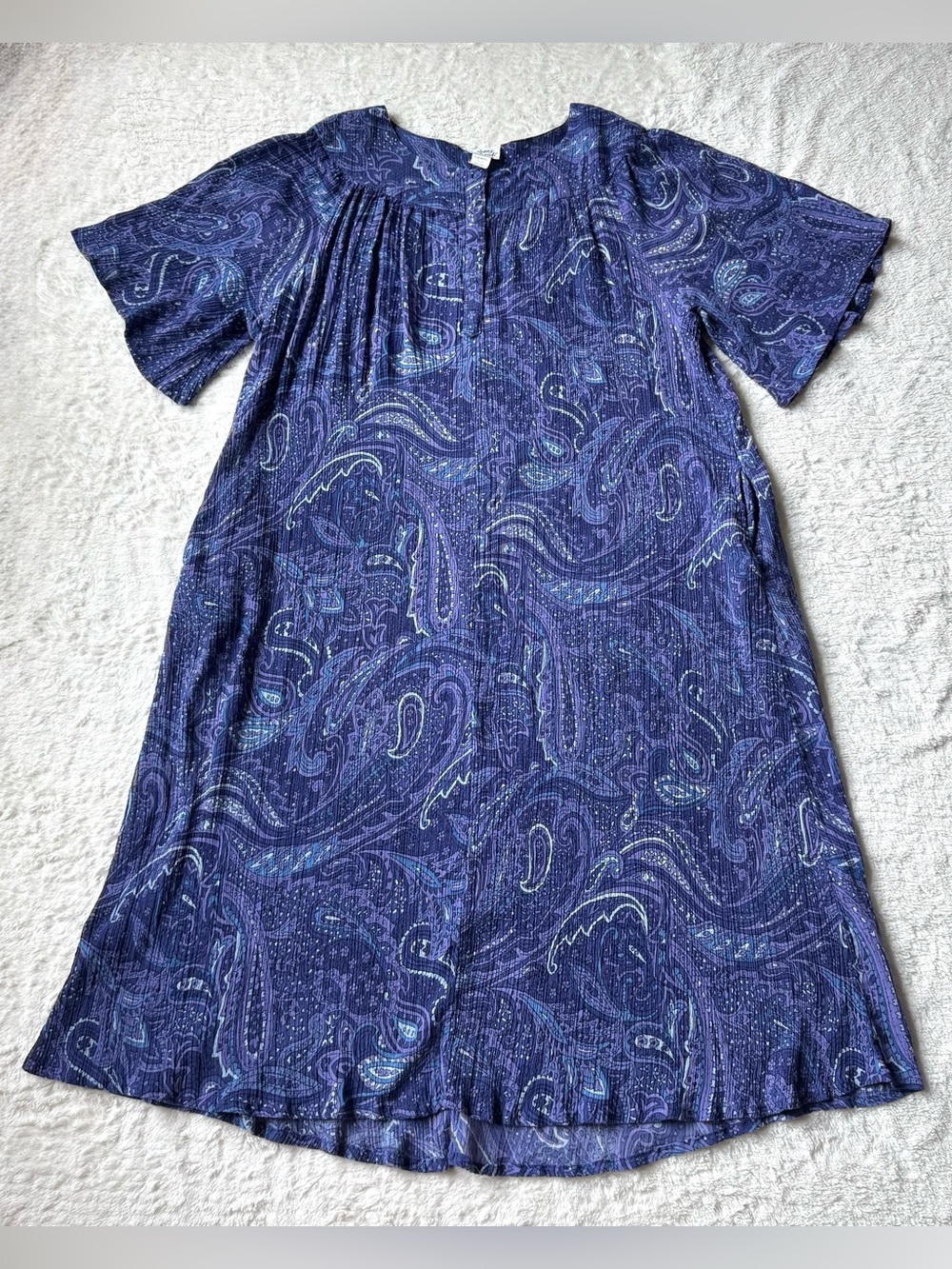 Anthony Richards Cotton Gauze Plisse Maxi Dress 2X Purple Prairie Cottage Boho